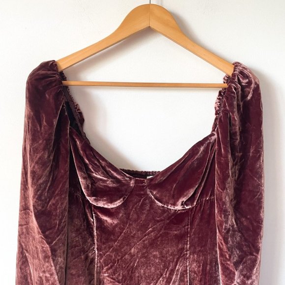 Aritzia Wilfred Novella Velvet Silk Blend Mini  Dress in Truffle Sz 8 - Picture 7 of 10